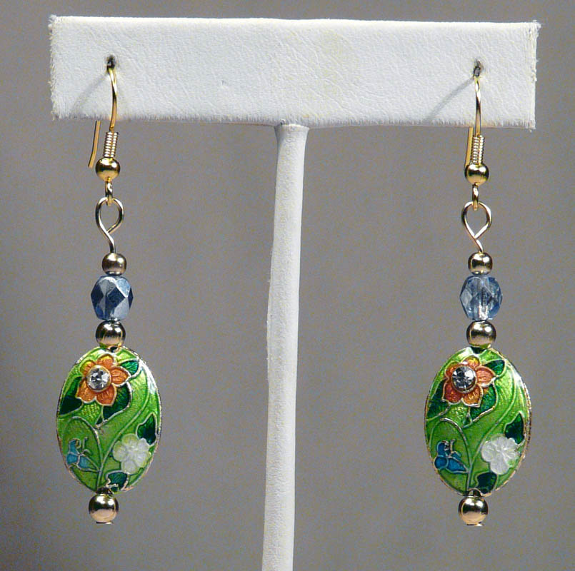 Green Cloisonne earrings